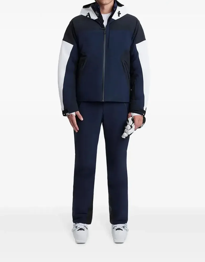 Men's Snowboard Jacket — Colour Block — Navy / White / Black, worn front view