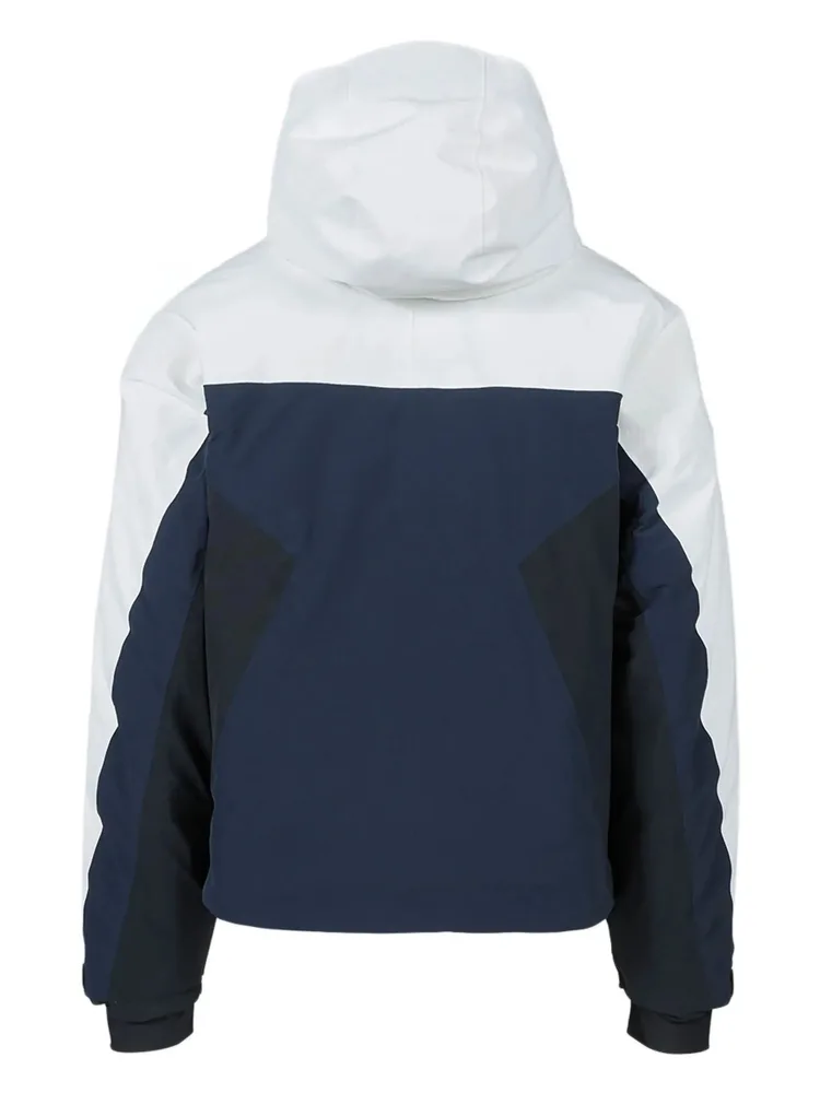 Men's Snowboard Jacket — Colour Block — Navy / White / Black, back view