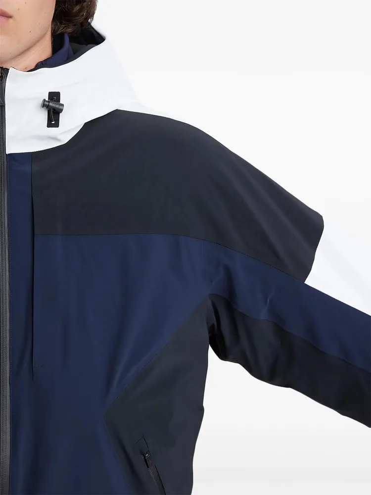 Men's Snowboard Jacket — Colour Block — Navy / White / Black, collar detail
