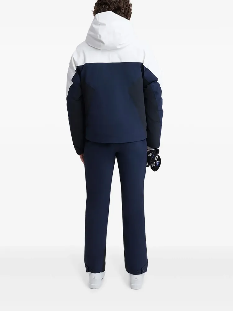 Men's Snowboard Jacket — Colour Block — Navy / White / Black, worn back view