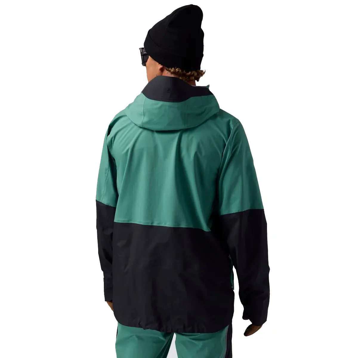 Men's Snowboard Jacket — Green & Black — Green & Black, back view