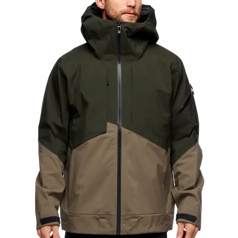 Men’s Snowboard Jacket — Olive & Khaki — Olive & Khaki, worn front view
