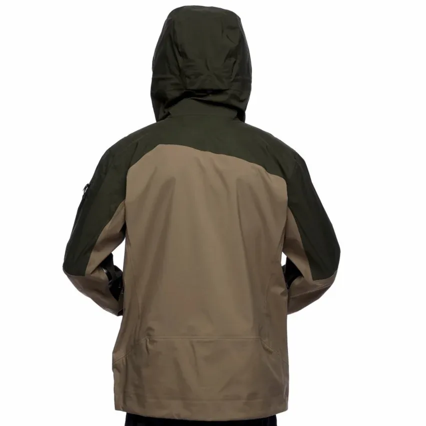 Men’s Snowboard Jacket — Olive & Khaki — Olive & Khaki, worn back view
