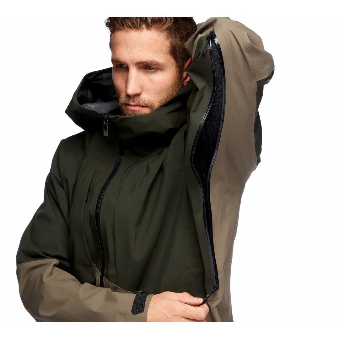Men’s Snowboard Jacket — Olive & Khaki — Olive & Khaki, underarm zip view