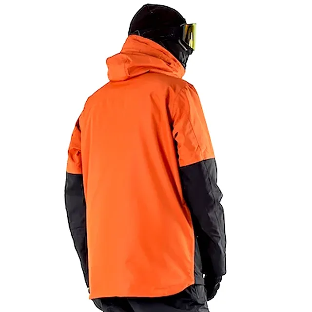 Men's Snowboard Jacket — Orange & Black — Orange & Black, back view