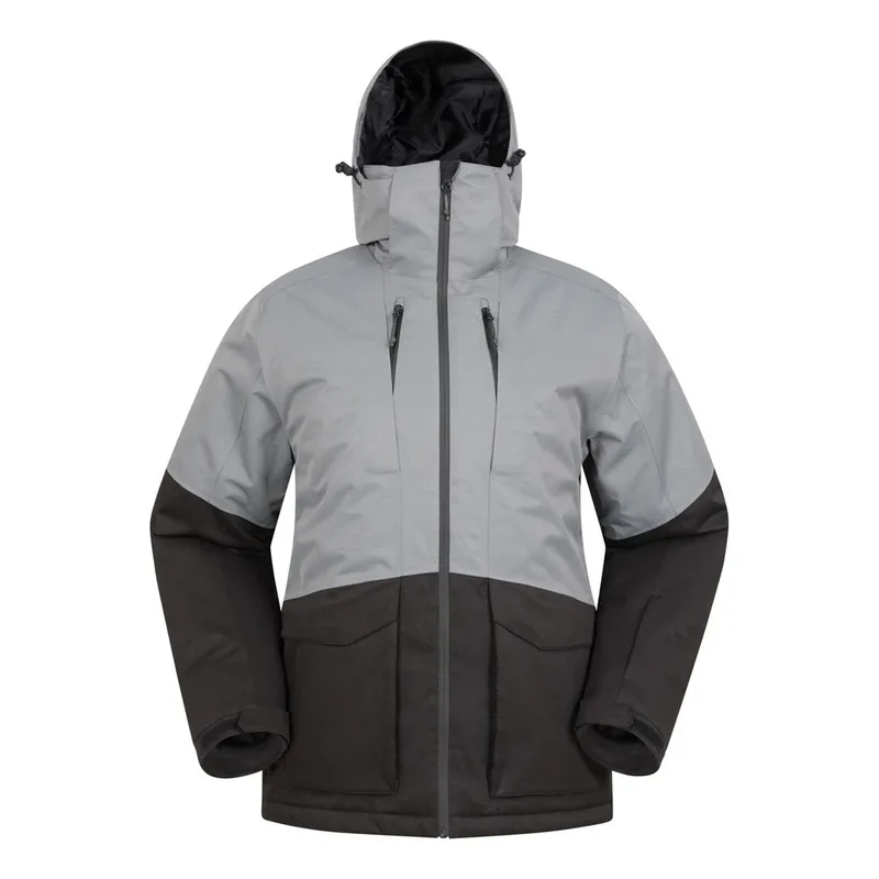 Men's Snowboard Shell Jacket — 3 Colourways — Grey & Black, front view