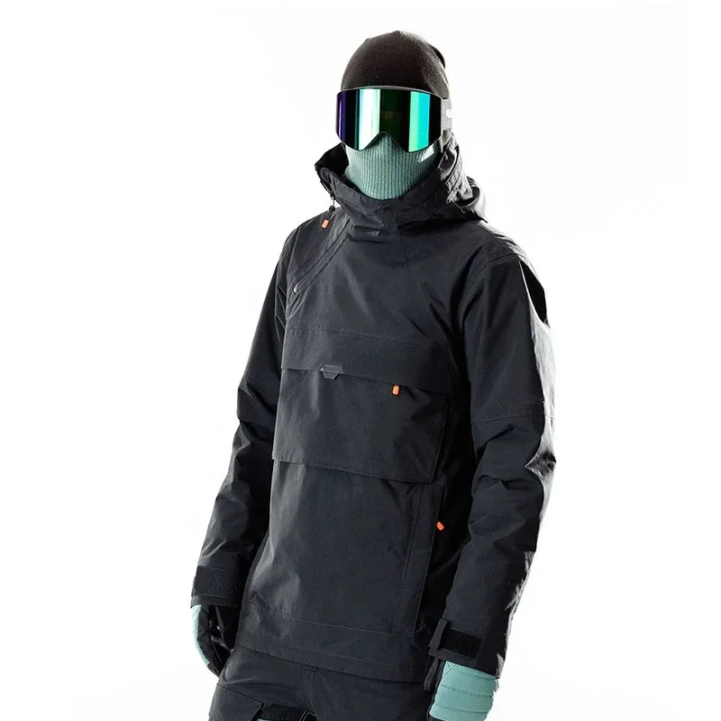 Men's Softshell Anorak Jacket — Black — Black, worn front view