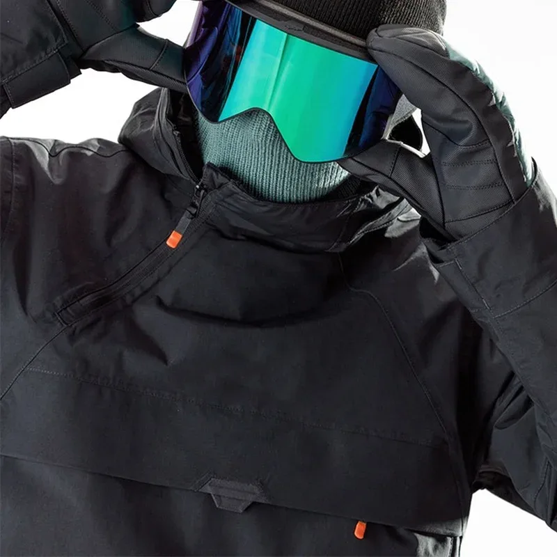 Men's Softshell Anorak Jacket — Black — Black, collar and goggles detail