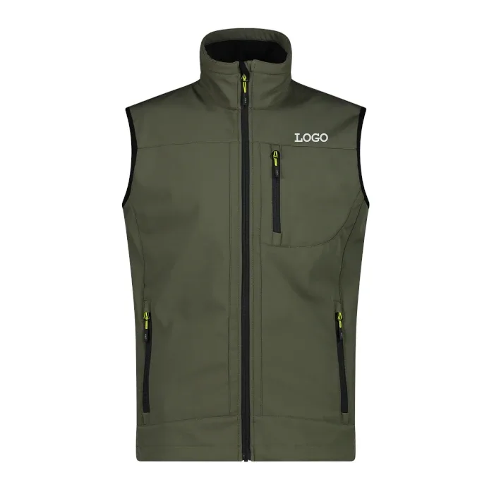 Men's Softshell Fleece Vest — 3 Colourways — Khaki, front view