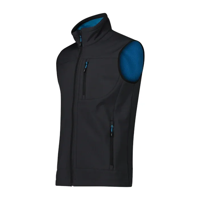 Men's Softshell Fleece Vest — 3 Colourways — Black, side view