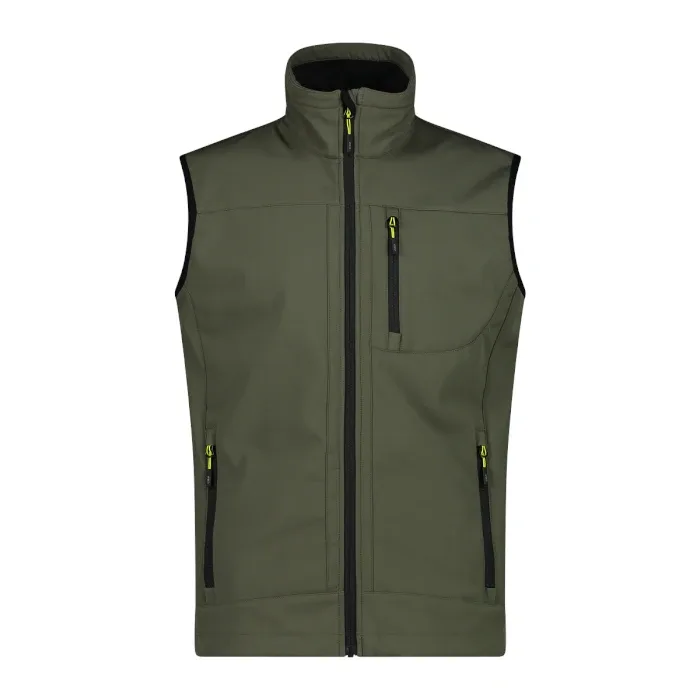 Men's Softshell Fleece Vest — 3 Colourways — Khaki, flat front view