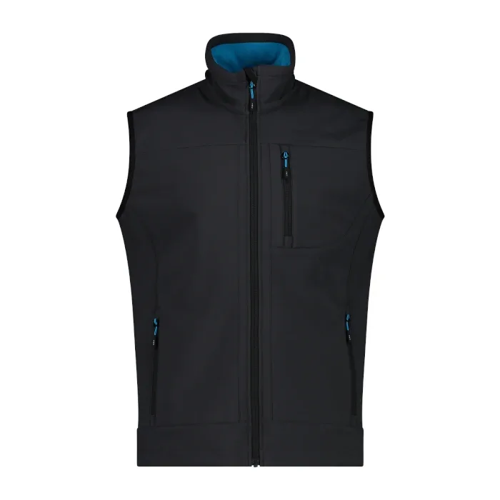 Men's Softshell Fleece Vest — 3 Colourways — Black, front view