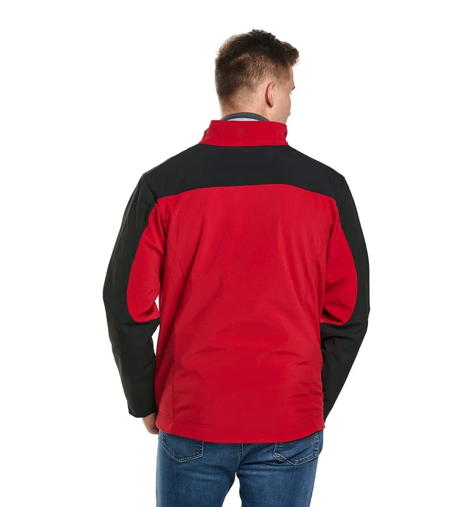 Men’s Softshell Jacket — 2 Colourways — Red & Black, model back view