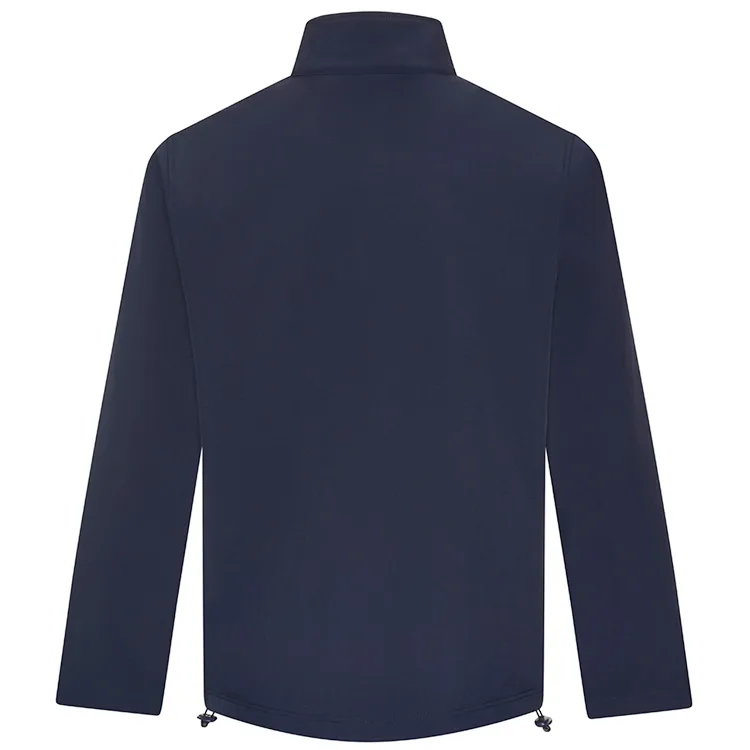 Men’s Softshell Jacket — Black & Navy — Navy, back view