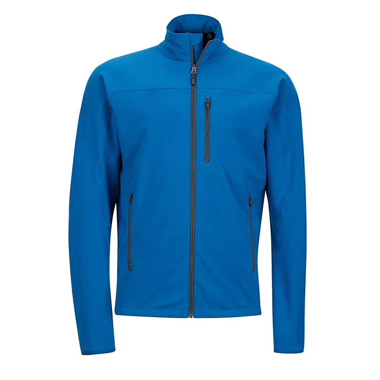 Men’s Softshell Jacket — Blue, Red & Black — Blue, front view