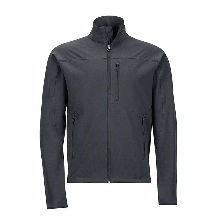 Men’s Softshell Jacket — Blue, Red & Black — Black, front view