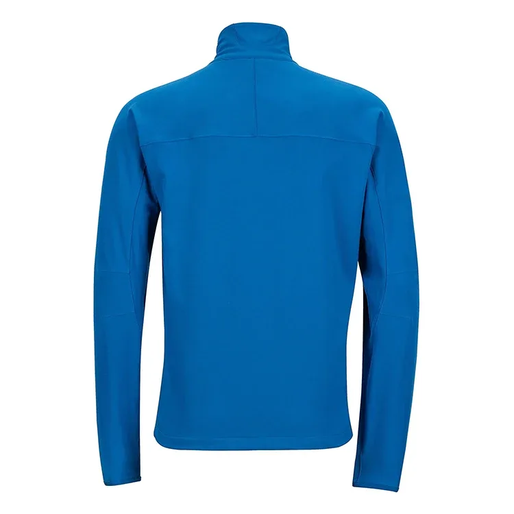 Men’s Softshell Jacket — Blue, Red & Black — Blue, back view