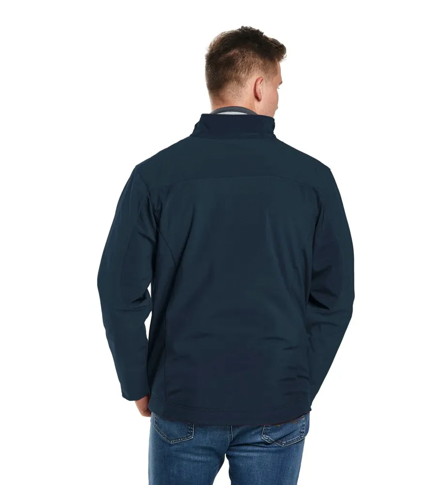 Men’s Softshell Jacket — Navy & Grey-Black — Navy, model back view