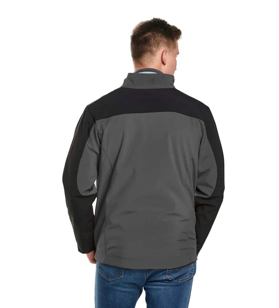 Men’s Softshell Jacket — Navy & Grey-Black — Grey & Black, model back view