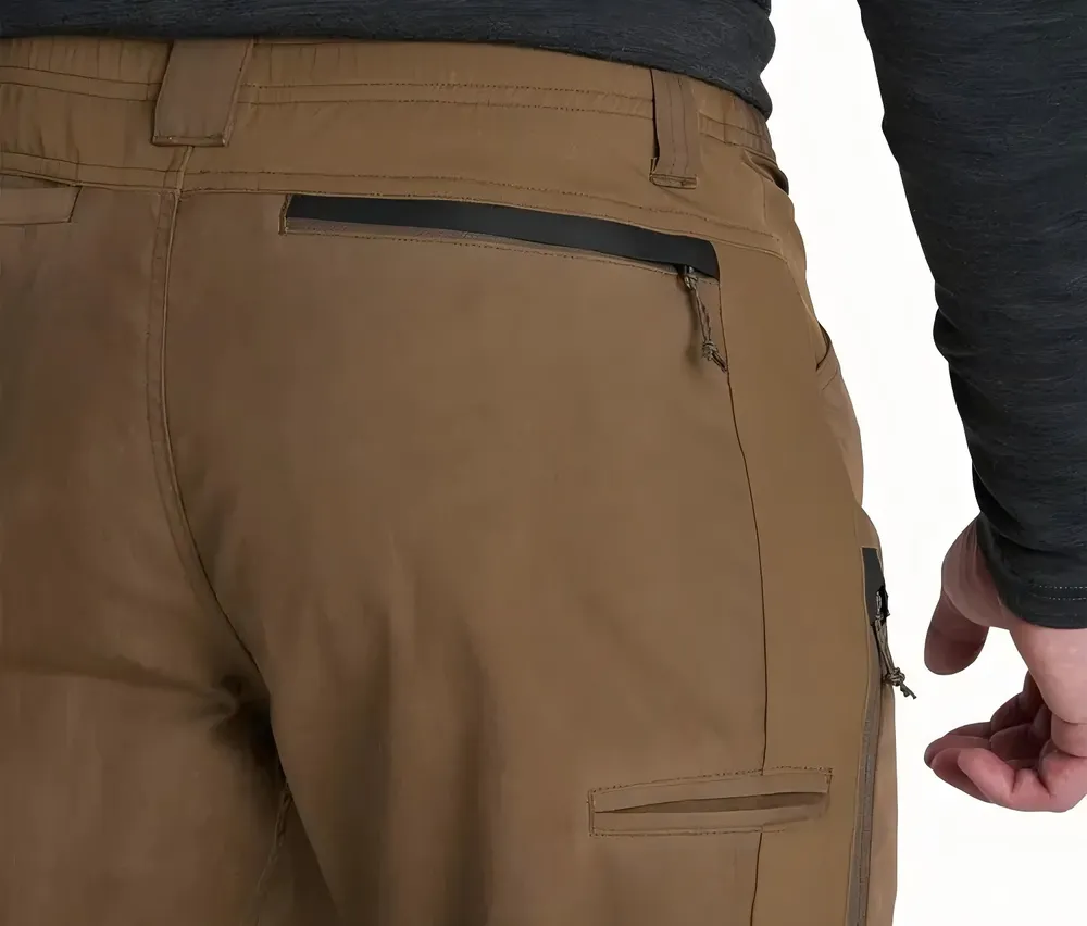 Men’s Softshell Pants — Brown — Brown, back pocket zip detail