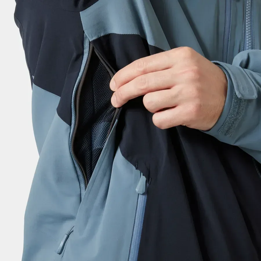 Men’s Spring Ski Jacket — 2 Colourways — Slate Blue & Navy, ventilation zip detail