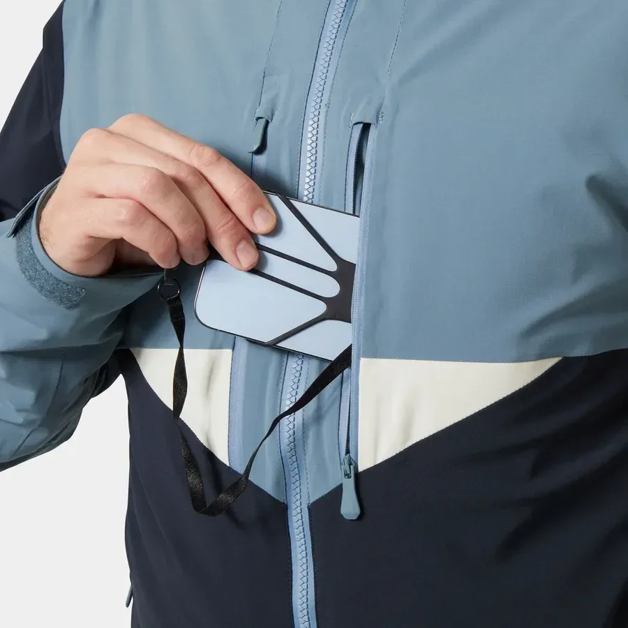 Men’s Spring Ski Jacket — 2 Colourways — Slate Blue & Navy, goggle pocket detail