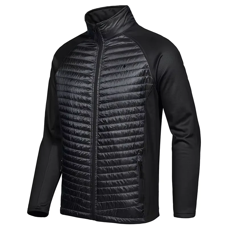 Men’s Stand-Collar Hybrid Jacket — Black — Black, front view