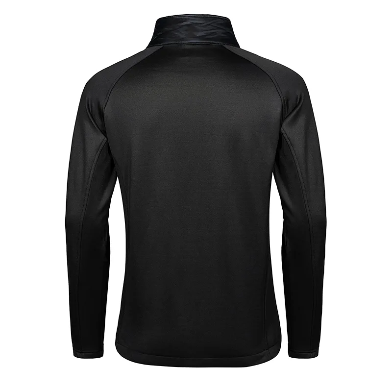Men’s Stand-Collar Hybrid Jacket — Black — Black, back view