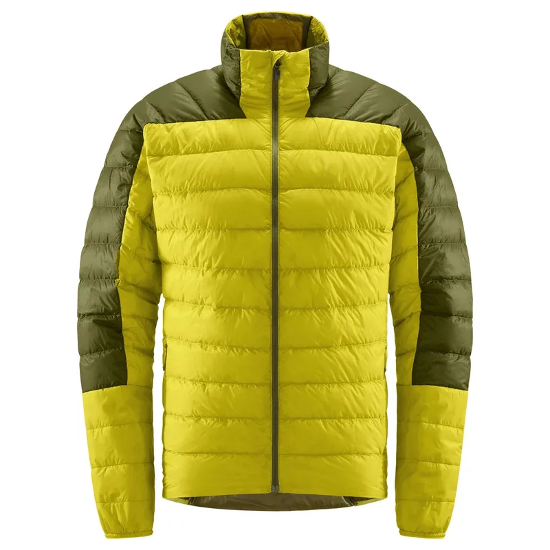 Men's Stand-Collar Puffer Jacket — 3 Colourways — Yellow & Olive, ghost front view