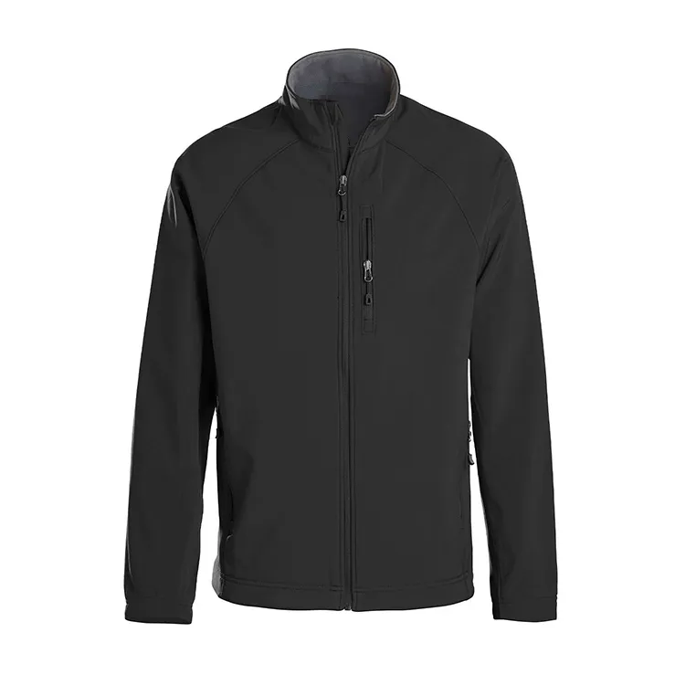 Men’s Stand-Collar Softshell Jacket — 5 Colourways — Black, front view