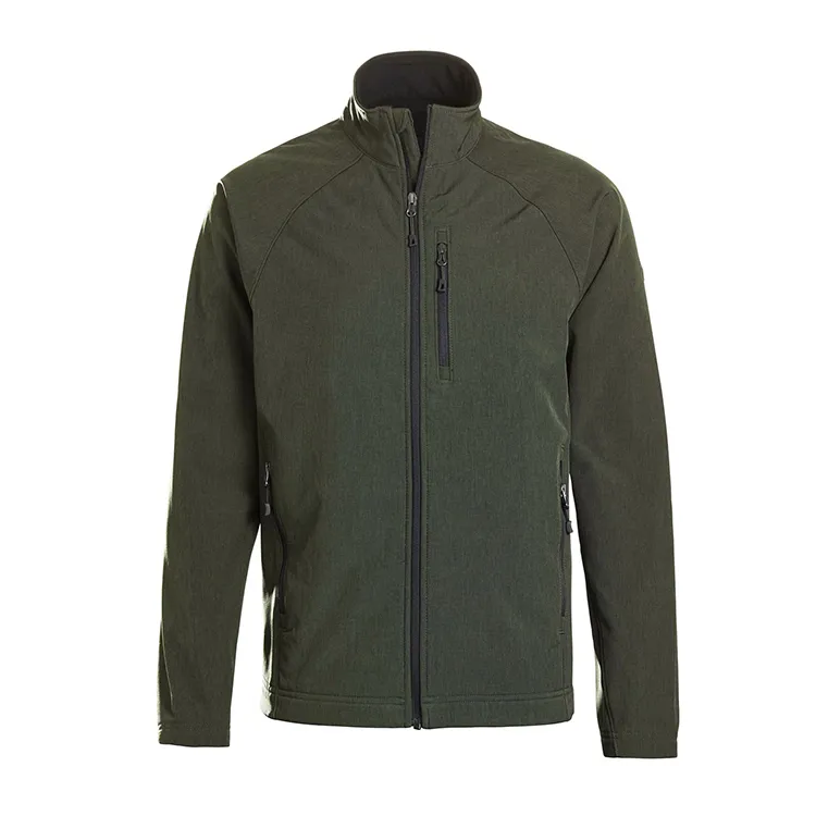 Men’s Stand-Collar Softshell Jacket — 5 Colourways — Olive Green, front view