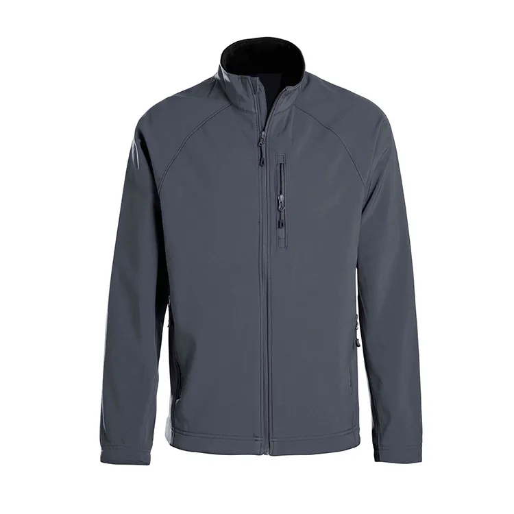 Men’s Stand-Collar Softshell Jacket — 5 Colourways — Grey, front view