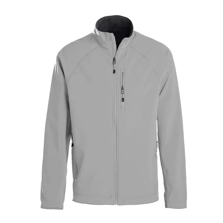Men’s Stand-Collar Softshell Jacket — 5 Colourways — Light Grey, front view