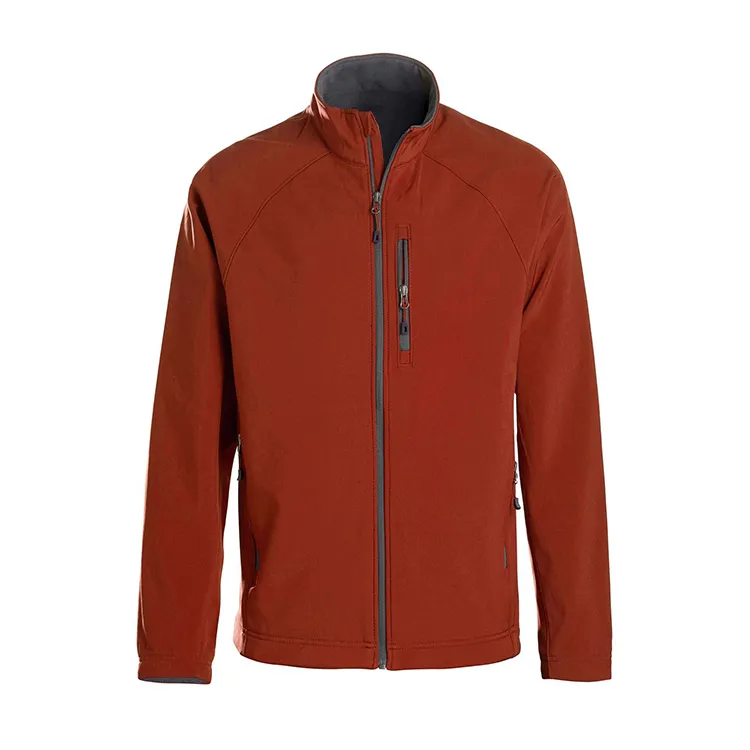 Men’s Stand-Collar Softshell Jacket — 5 Colourways — Orange-Red, front view
