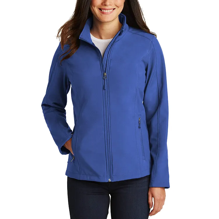 Men’s Stand-Collar Softshell Jacket — Blue & Grey — Blue, model front view