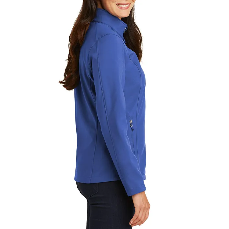 Men’s Stand-Collar Softshell Jacket — Blue & Grey — Blue, model side view