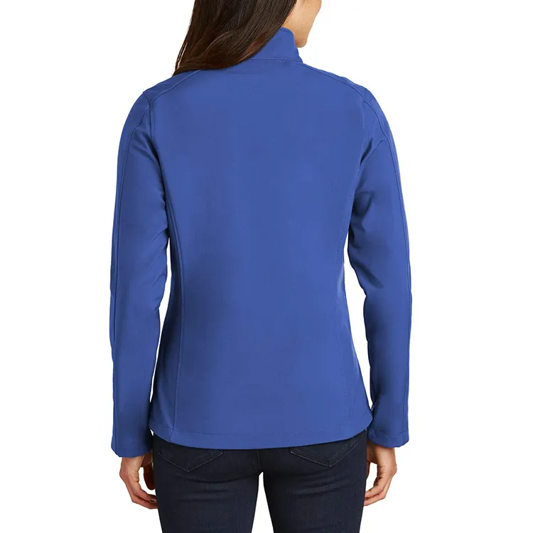Men’s Stand-Collar Softshell Jacket — Blue & Grey — Blue, back view