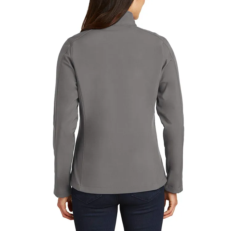Men’s Stand-Collar Softshell Jacket — Blue & Grey — Grey, back view