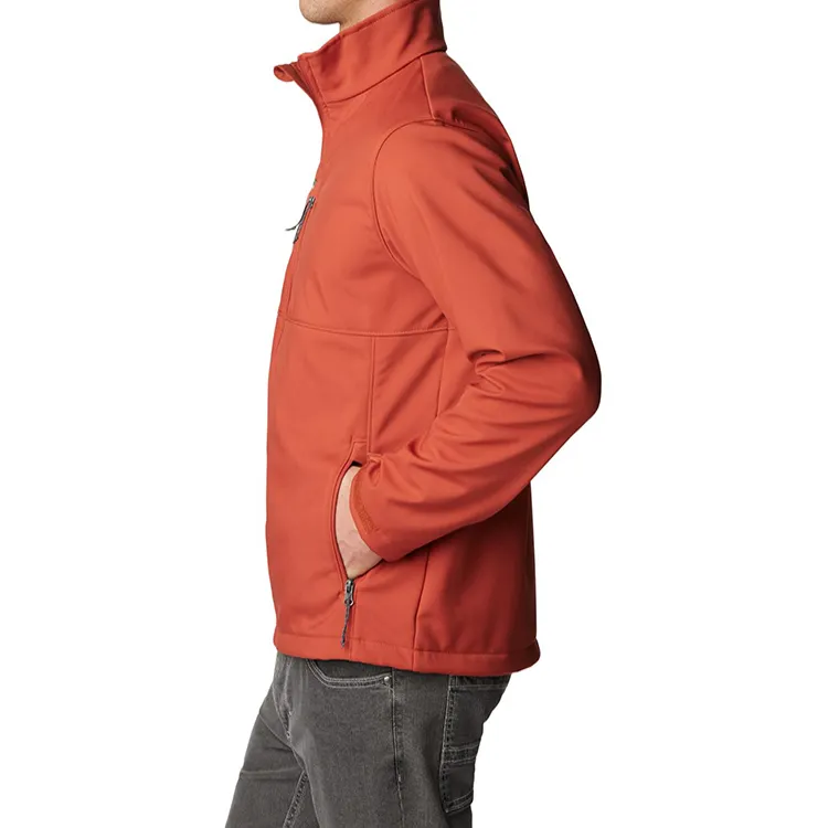 Men’s Stand-Collar Softshell Jacket — Red — Red, side view