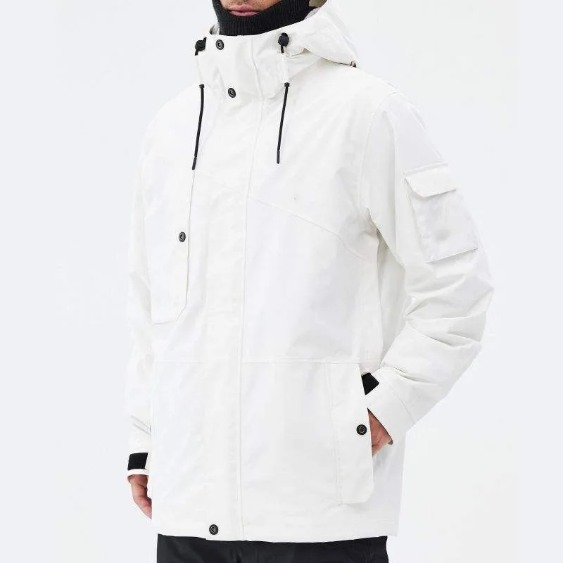 Men's Storm-Placket Ski Jacket — White — White, worn three-quarter view