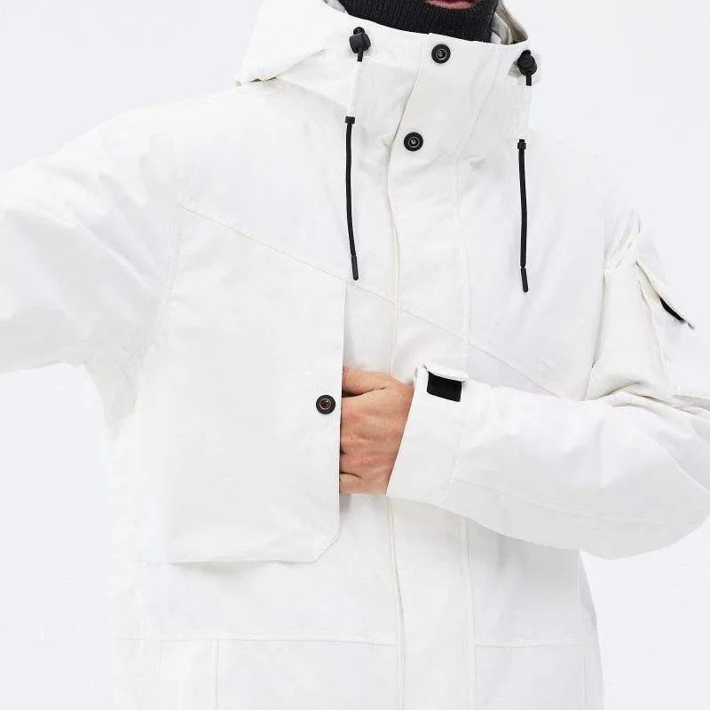 Men's Storm-Placket Ski Jacket — White — White, chest pocket and cuff detail