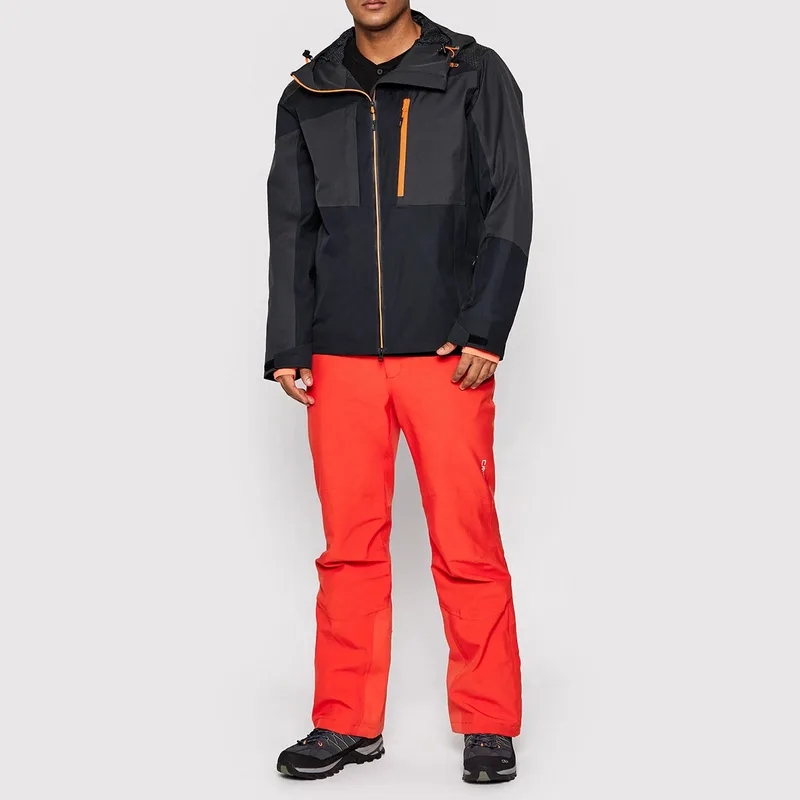 Men's Technical Ski Jacket — Black & Orange — Black & Orange, worn full view