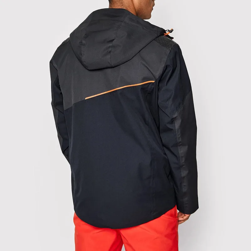 Men's Technical Ski Jacket — Black & Orange — Black & Orange, worn back view