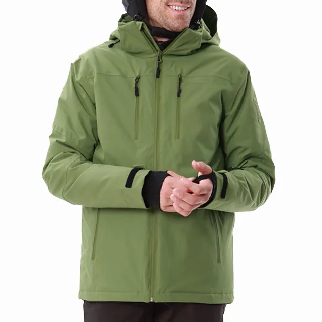 Men's Technical Ski Jacket — Green — Green — worn front view