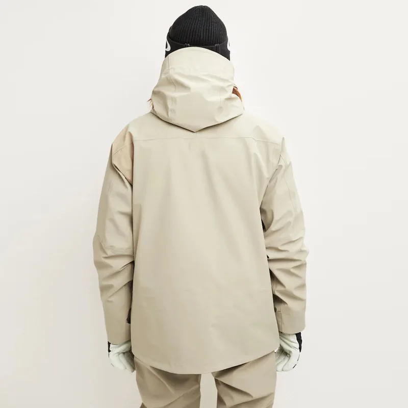 Men's Tri-Colour Ski Jacket — 3 Colourways — Beige, worn back view