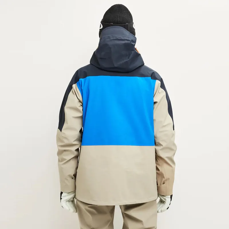 Men's Tri-Colour Ski Jacket — 3 Colourways — Blue & Navy, worn back view