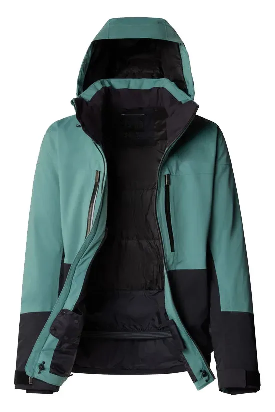 Men's Two-Piece Ski Suit — Green & Black — Green & Black, jacket open view
