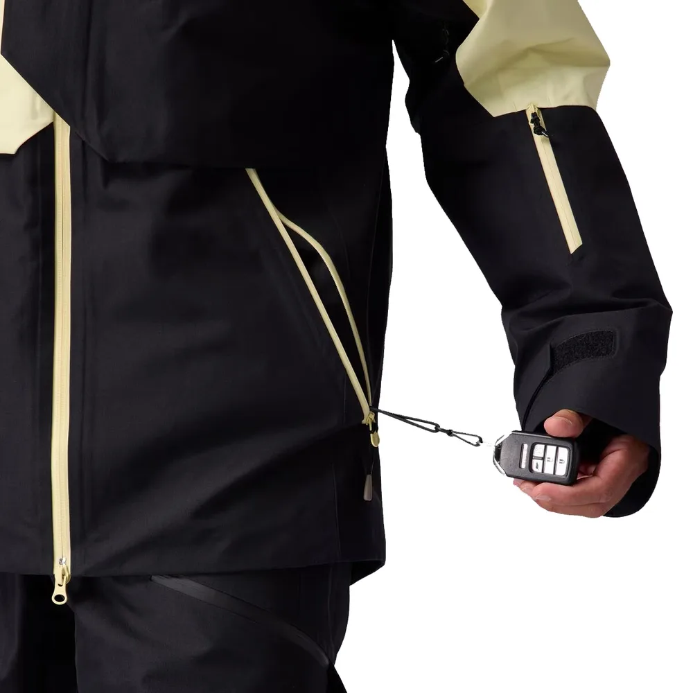 Men’s Two-Piece Ski Suit — Yellow & Black — Yellow/Black, hem detail