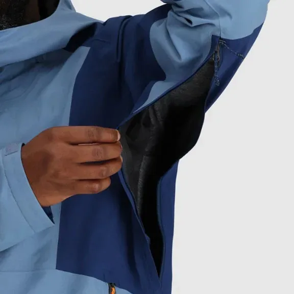 Men's Two-Tone Hardshell Jacket — Light Blue / Navy, underarm vent detail
