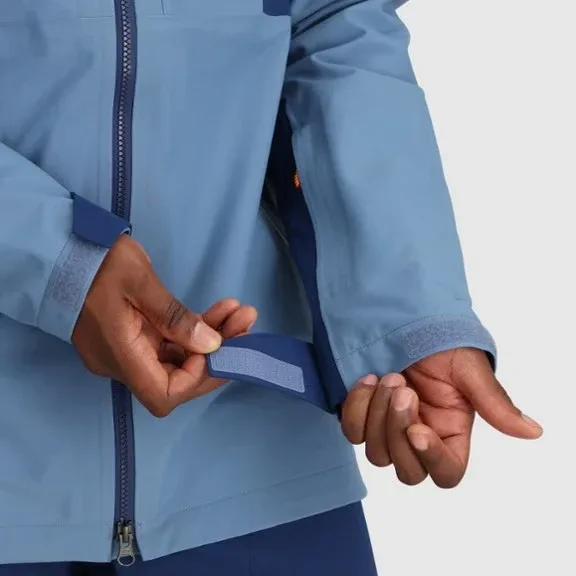 Men's Two-Tone Hardshell Jacket — Light Blue / Navy, adjustable cuff detail